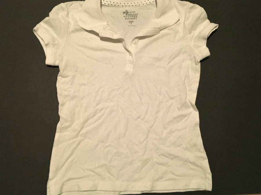 OLD NAVY Girls' White SSl Polo STRETCH Uniform Shirt ~ Sz 8 - Image 1 of 1
