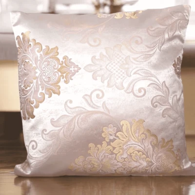 Set of 4 Salmon Pink Gold Damask Cushion Covers 18x18" 45x45cm Luxury Decor Zip - Image 1 of 4