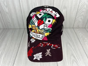 VTG Ed Hardy LOVE IS A GAMBLE Embroidered Womens Trucker Snapback Hat Y2K - Picture 1 of 17