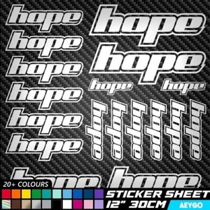 18x HOPE Vinyl Aufkleber Sticker Blatt Fahrrad Rahmen Radfahren Fahrrad MTB MX - Bild 1 von 3
