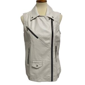 Express women's Faux Leather White asymmetrical Vest size M