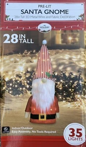 Holiday Collection Pre-Lit Santa Wichtel Weihnachten Innen/Außen Dekoration 28 Zoll - Bild 1 von 3