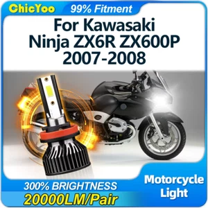 20000LM H11 Motorcycle Headlight 120W Moto LED Light Bulb 6000K White Canbus No - Picture 1 of 13