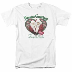 I Love Lucy Seasons Greetings Holiday T Shirt Licensed Funny TV Show Tee White - Picture 1 of 2