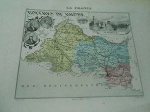 Carte France Département des BOUCHES DU RHONE Migeon 1889 - Foto 1 di 1