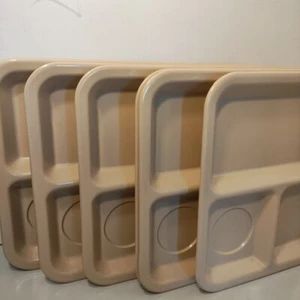 Vintage Cafeteria Serving Trays Camping School 8 Pc Plates 14" Length USA Made - Picture 1 of 13