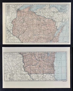 c1930 Hammond Railroad 2 Maps Wisconsin Madison Milwaukee Superior Eau Claire RR - Picture 1 of 3
