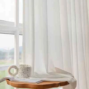 Soft Tulle Silk Like Cream White Sheer Curtains for Room Window Kitchen Drapes - Picture 1 of 14