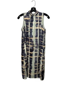 H&M Women's Satin High Neck Tie Back Geometric Shift Dress Size XS - Picture 1 of 9