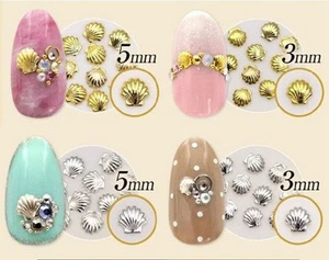 10pcs Gold Silver Alloy Sea Shell Fish 3D Metallic Nail Art Stickers Mermaid UK - Picture 1 of 14