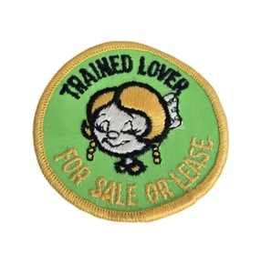 Vintage Novelty Humorous Patch "Trained Lover for Sale or Lease" - Picture 1 of 3