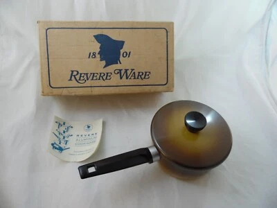 Rare Revere Ware 8101 Color Clad Desert Sand Yellow 1 Qt Covered Sauce Pan & Lid - Image 1 of 4