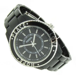 Fossil Damen Armbanduhr Emaille Peace Love Hope schwarz CH-2465 5ATM Ba neu S114 - Bild 1 von 2
