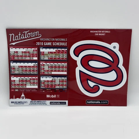 Washington Nationals 4" Car Refrigerator Magnet - 2010 Schedule Included Cover