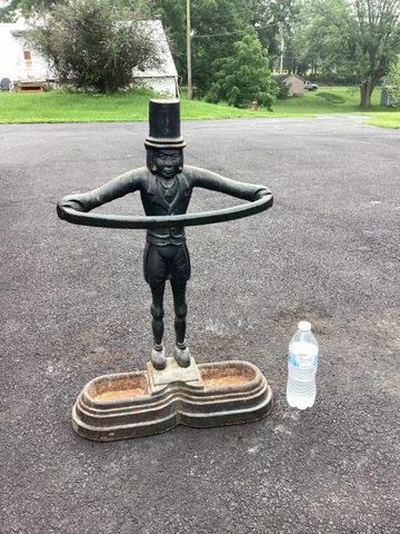 Antique Cast Iron Umbrella and Cane Holder Victorian lawn jockey butler strange Cover