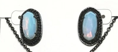 Kendra Scott Stud Earrings Luxe Iridescent Opalite Gunmetal - Image 1 of 3