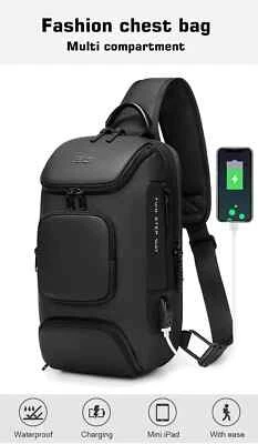 2023 Moda/Antirrobo Hombres Impermeable Bandolera Bandolera Bolso con Puerto USB Cambiador Foto 1 de 3