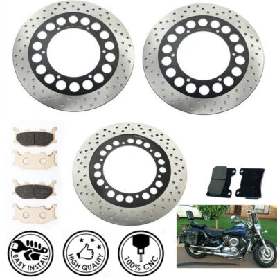 Front Rear Brake Rotor Pads For Yamaha V Star VStar XVS1100 Custom Classic 04-08 - Изображение 1 из 4
