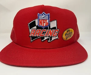 Red Vintage NFL Racing Nascar Snapback Trucker Mesh Cap Hat with Pin - Picture 1 of 6