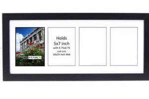 4 Opening Multi 5x7 Black Picture Frame w/ 10x24 Collage Mat From Creative PF - Picture 1 of 3