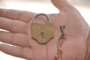 Vintage Brass KT Brand Unique Shape Handcrafted Unique Shape Padlock, Japan - Picture 1 of 7
