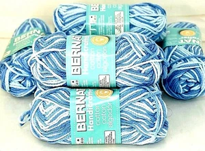 Lot of 8 Skeins Bernat Handicrafter Cotton Yarn Ombres Faded Denim 23181 - Picture 1 of 3