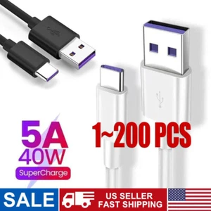 USB Type C Data Cable 5A Fast Charging USB-A to USB-C Charger lot Cord For Phone - Picture 1 of 17