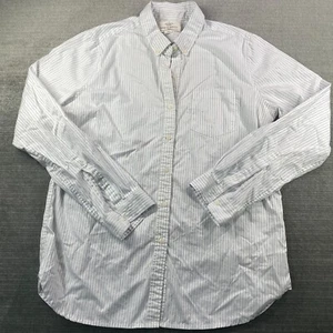 Trovata Birds of Paradis Button Down Shirt Women L White Striped Cotton Classic - Picture 1 of 8