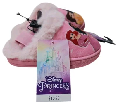 Zapatillas forradas de piel sintética rosa princesa Disney con correa trasera, niña pequeña 7-8 nuevas con etiquetas Foto 1 de 4