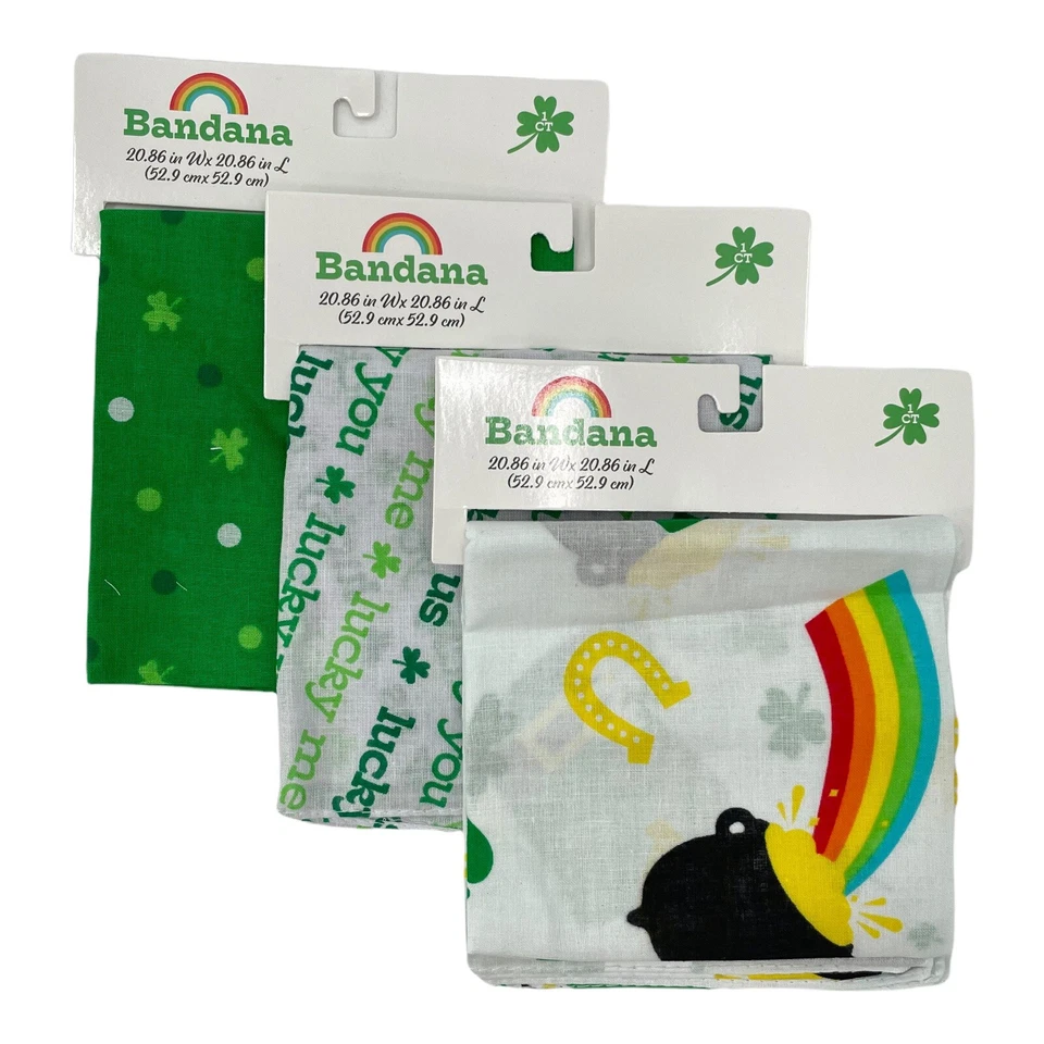 Lot of 3 St Patrick's Day Bandana Handkerchief Dog Scarf Lucky Shamrock Cotton  - Image 1 of 4