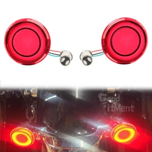 2X 1157 RED LED Rear Brake Tail Light Fit For Harley Sportster Iron XL 1200 883 - Picture 1 of 21