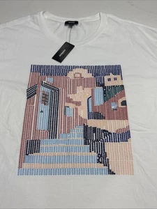 Express Pima Baumwolle T-Shirt Kurzarm Weiß Nähte Grafik Herren Gr. 2XL Neu mit Etikett - Bild 1 von 10