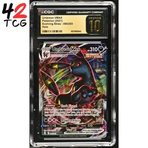 CGC Pristine 10 Umbreon VMAX 095/203 Pokémon Sword & Shield Evolving Skies - Picture 1 of 4