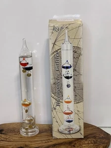 Galileo Glass Thermometer Temperature Gauge Colorful Floating Bulbs  - Foto 1 di 16