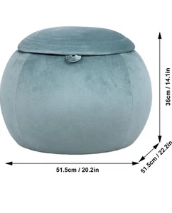 Round Ottoman with Storage, Velvet Stool, Multi-Functional Small - Picture 1 of 4