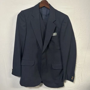 Yves Saint Laurent 3Pc Navy Wool Suit 36C Made in France Gold Buttons Vintage - Picture 1 of 16