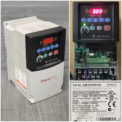 Allen Bradley 22B-D010N104 PowerFlex 40 5HP AC Drive *Power Tested* - Image 1 of 4