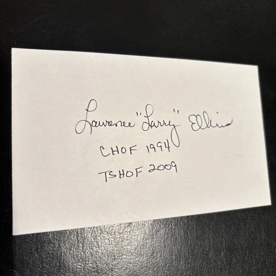 拉里·埃尔金斯(贝勒名人堂 WR - CFBHOF)65 休斯顿油人队,2014 年签名 — 第 1/1 张图片