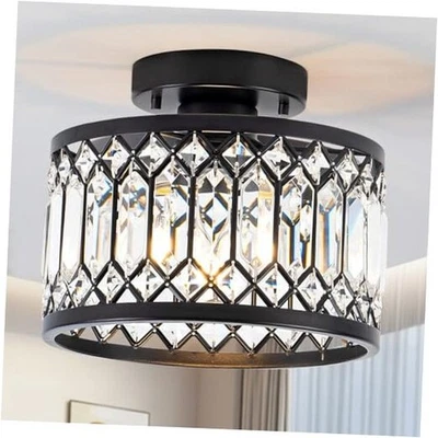 Crystal Black Ceiling Lights 9 Inch Modern Semi Flush Mount Ceiling Crystal-9in - Image 1 of 4