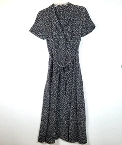 Club Monaco Damen Blumen Knopf Seide Midikleid Größe Small schwarz Modest Friends - Bild 1 von 13
