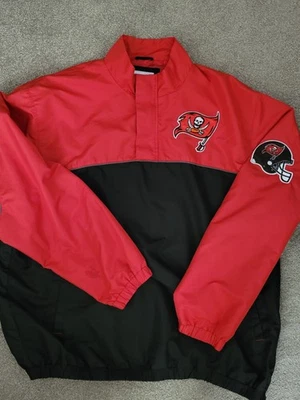 Vintage Tampa Bay Buccaneers Windbreaker Jacket M XL  Red  NFL 1/4 Zip Football - Image 1 of 4