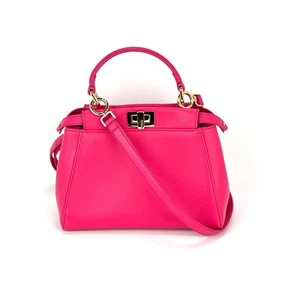 Fendi Mini Peekaboo Pink Leather Hand Shoulder Bag - Picture 1 of 6