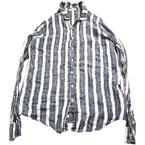 CP Shades Romy Leinen Button Down Hemd gestreift Bluse Langarm locker Large - Bild 1 von 9