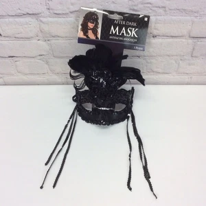 Masquerade Mardi Gras Costume Mask Black Sequins Dark Academia Cosplay Halloween - Picture 1 of 7