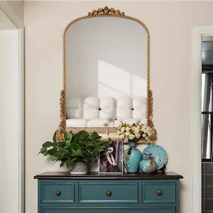 French Arch Wall Mirror 80x60cm Gold PU Frame Elegant Home Décor Accent Piece - Picture 1 of 8
