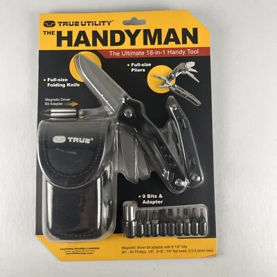 True Utility TU181 Handyman 18 In 1 Multi Tool / Ultimate Tool Black w/Bit Set - Image 1 of 3