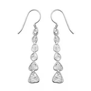Polki Diamond Earrings Dangle Earrings 925 Sterling Silver Polki Jewelry - Picture 1 of 3