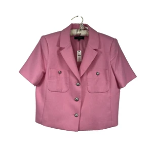 Talbots NWT Women’s Size 12 Pink Tweed Blazer Barbie Boss Summer Office Preppy - Picture 1 of 8