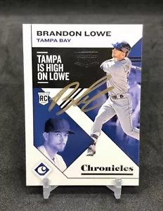 2019 Chronicles Brandon Lowe /10 ON CARD AUTO GOLD INK Recollection RC #39 ๐ - Picture 1 of 12