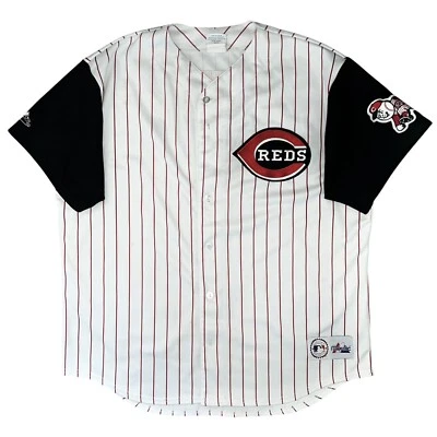 Vtg 90s Majestic Cincinnati Reds Ken Griffey Jr USA Made Pinstripe MLB Jersey XL - Image 1 of 4